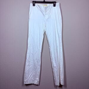 Catherine Malandrino 10 Straight Leg Mid Rise Dress Pants White Cotton Blend